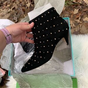 Kate Spade Starr Black Studded Ankle Boots Size 5.5